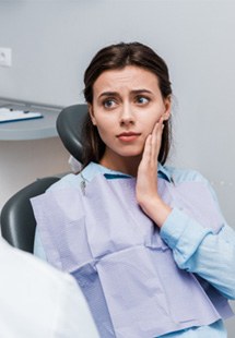 Closeup of woman experiencing toothache 
